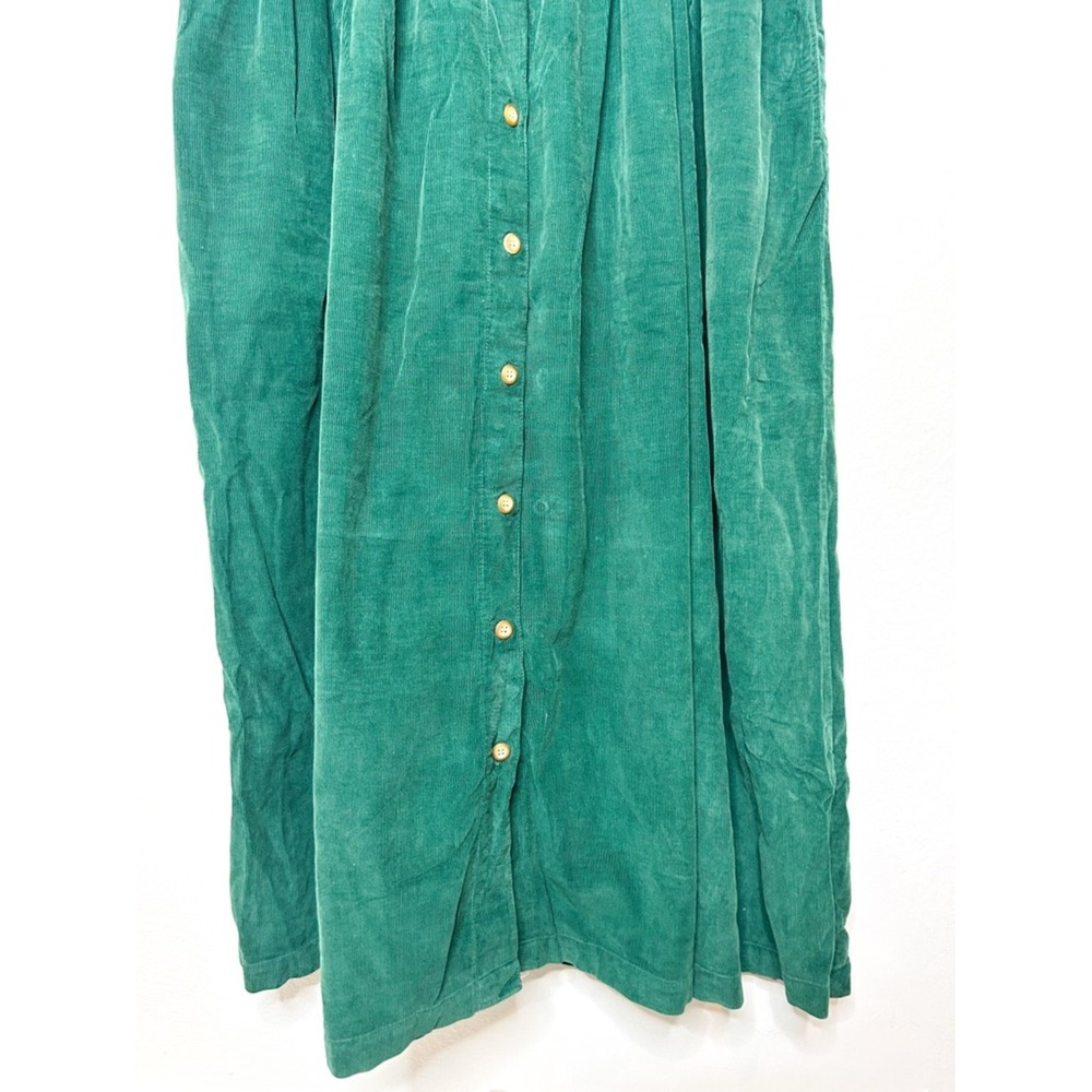 Vintage 90s Eddie Bauer Women's Green Corduroy Sleeveless Midi Dress Medium M - Picture 3 of 6